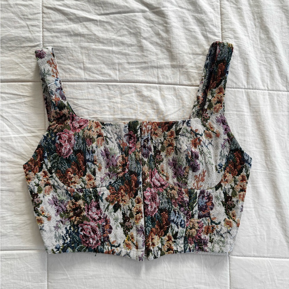 Floral corset-like crop top